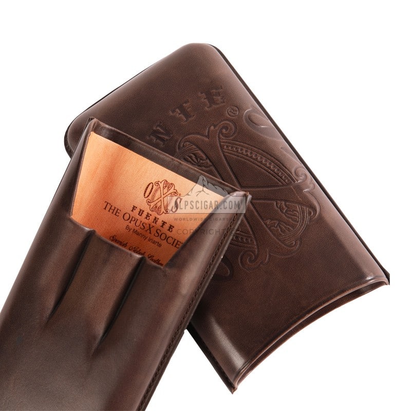 Fuente The Opusx Society Spanish NOBUK Leather Cigars Case Chocolate jpg